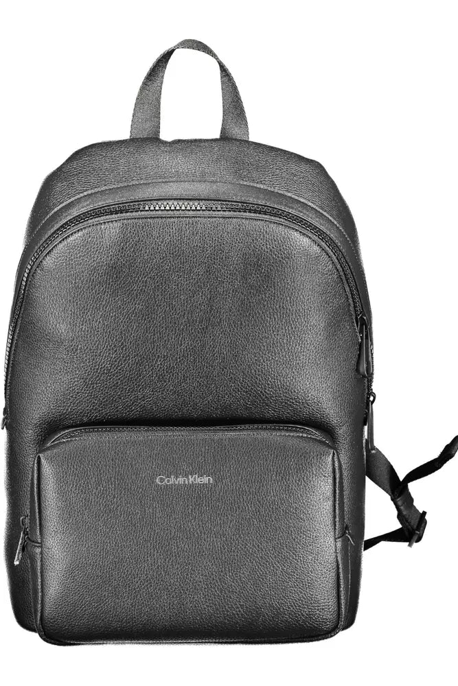 Black Polyethylene Men Backpack