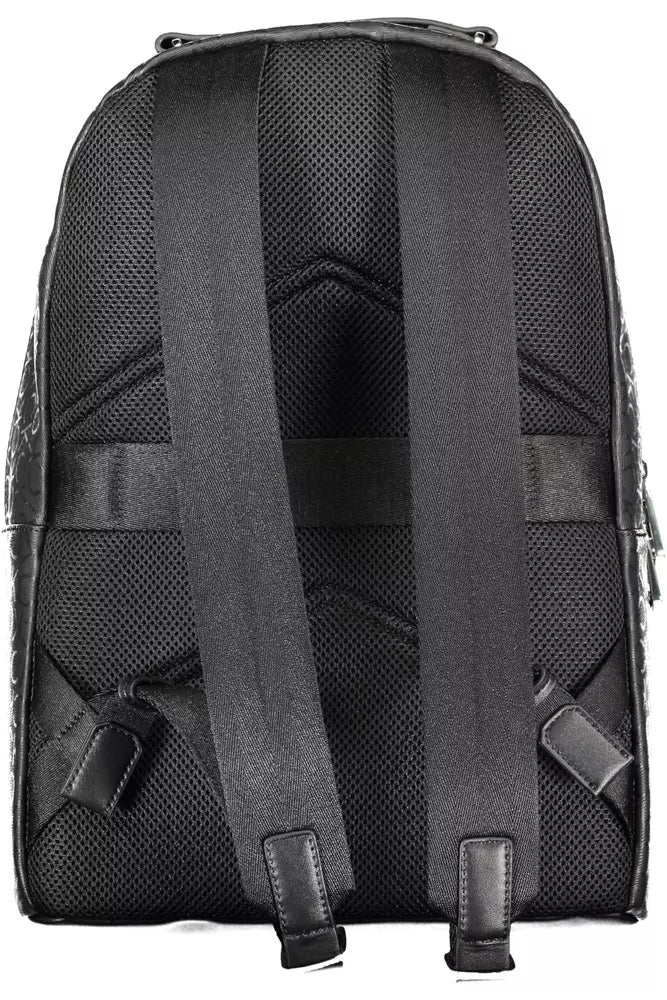 Black Polyester Men Backpack