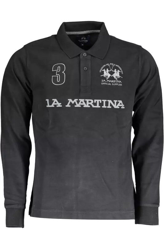 Elegant Long Sleeve Black Polo Shirt