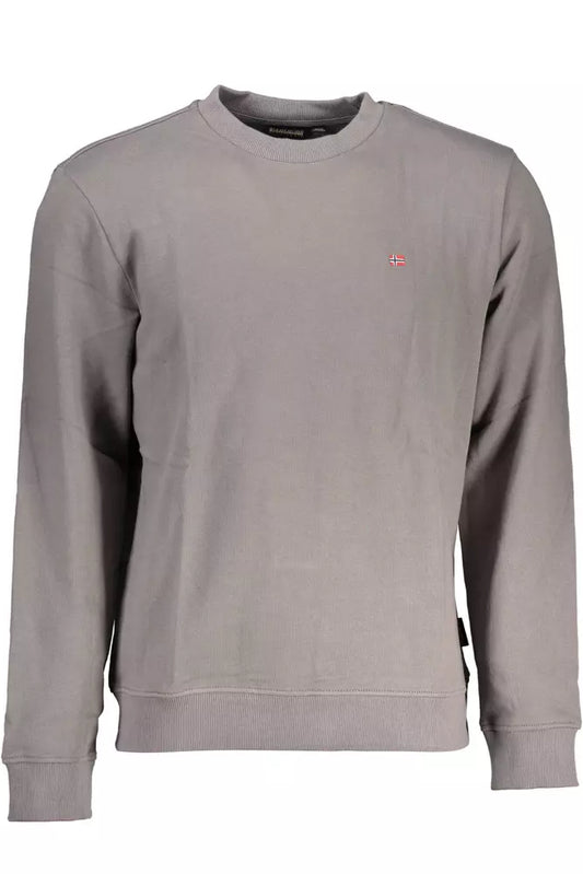 Chic Gray Crew Neck Logo Sweatshirt