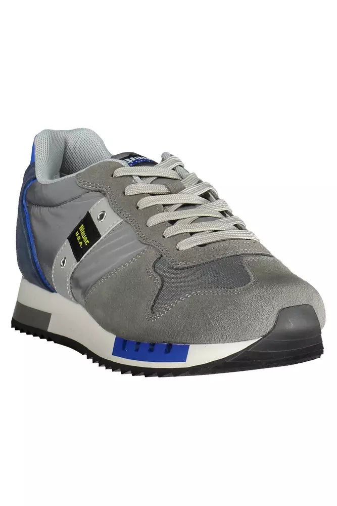 Elegant Gray Sports Sneakers with Contrasting Accents