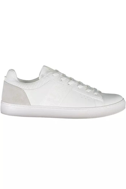 Elegant White Lace-Up Sports Sneakers