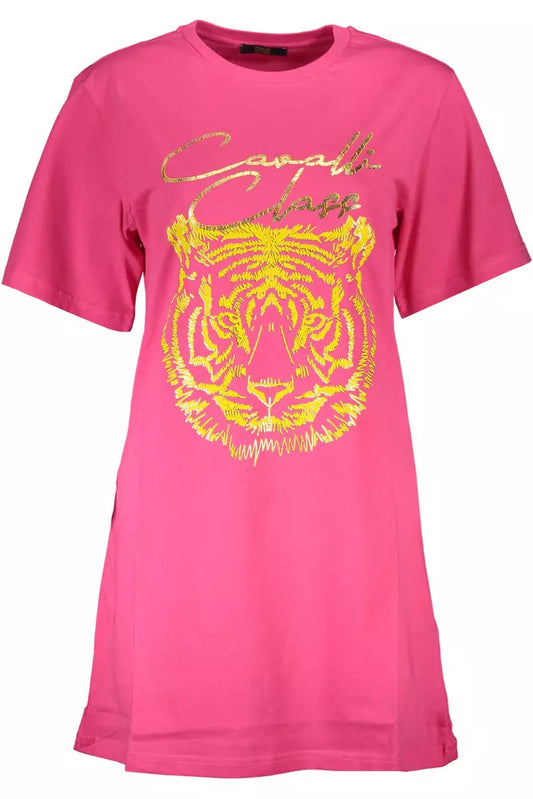 Camiseta elegante de algodón rosa con estampado exclusivo