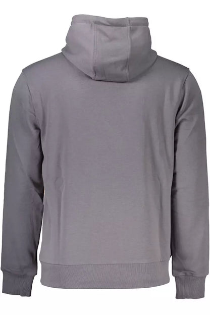 Elegante sudadera gris con capucha y corte regular