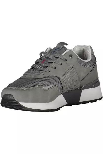 Sleek Gray Sneakers with Eco-Leather Accents