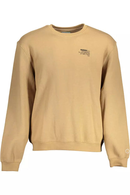 Sudadera casual beige con cuello redondo elevada