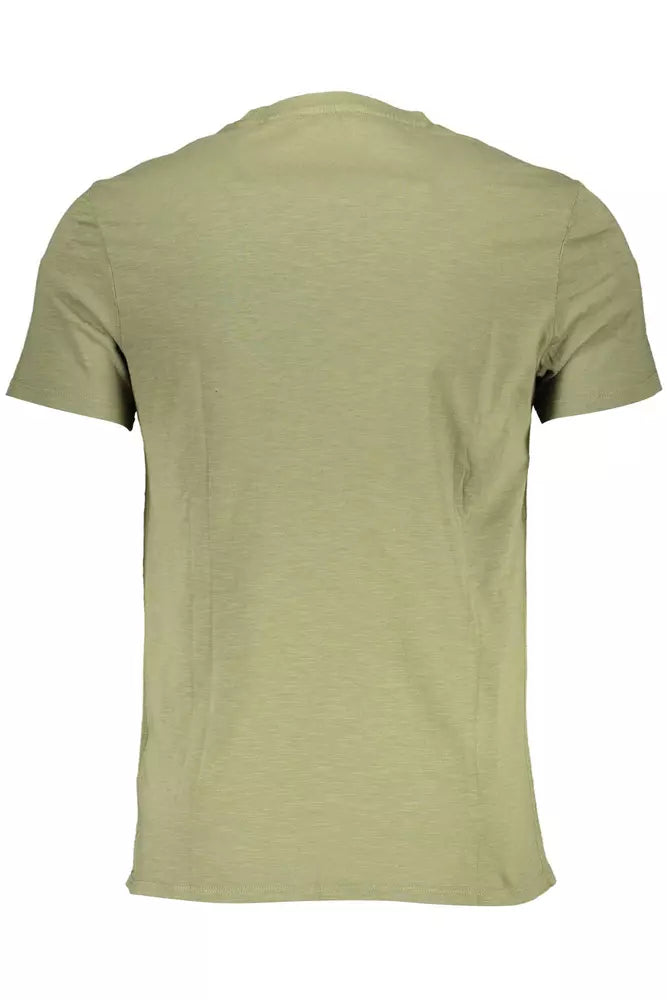 Camiseta elegante de algodón orgánico verde con bordado