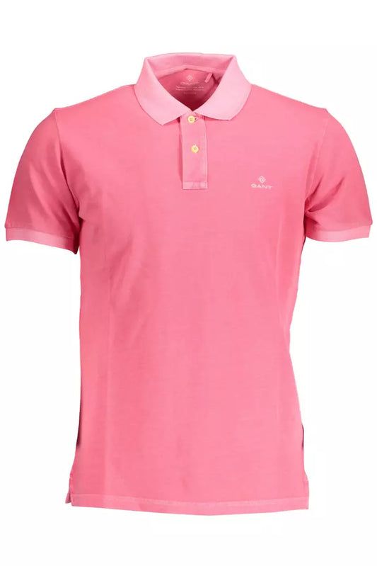 Chic Pink Cotton Polo Shirt with Logo Detail