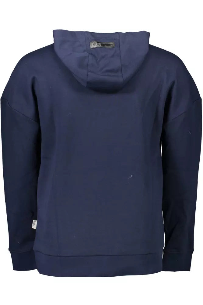 Elegante sudadera con capucha azul con detalle de logotipo