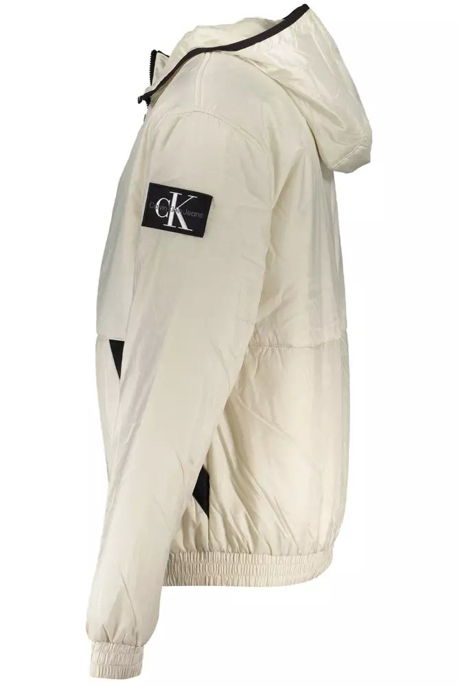 Beige Polyester Men Jacket