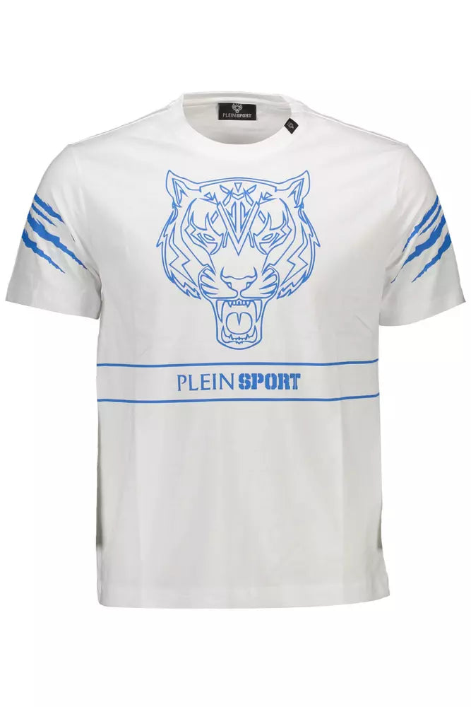 Elegante camiseta de algodón blanca con contrastes llamativos