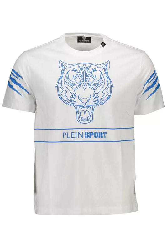 Elegante camiseta de algodón blanca con contrastes llamativos