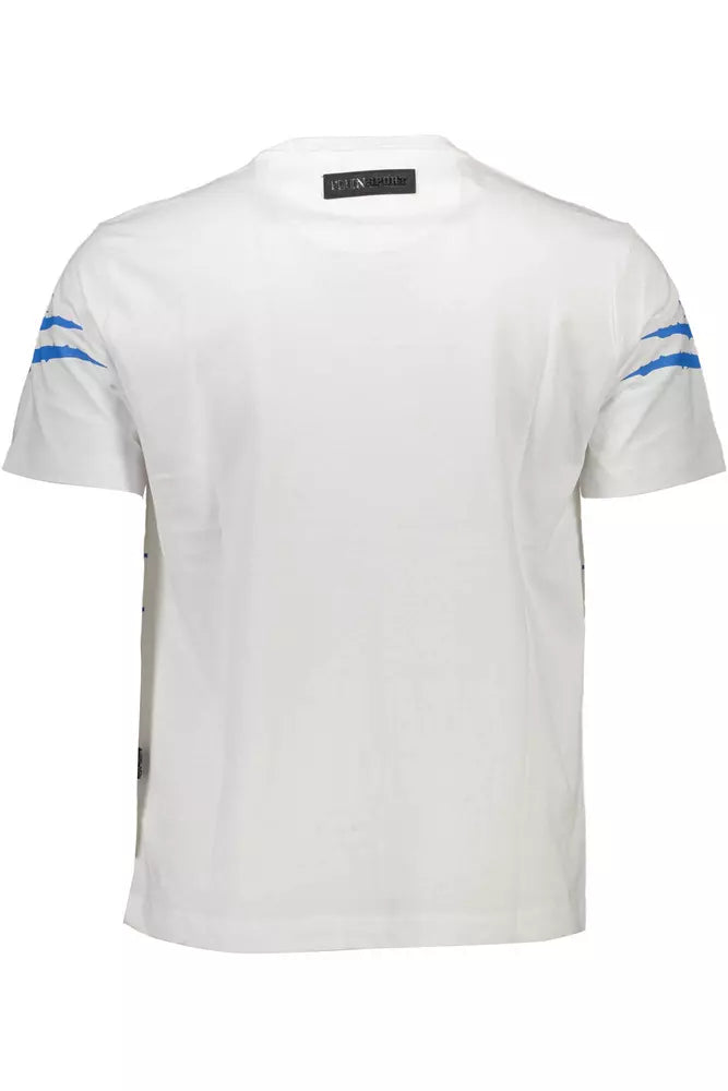 Sleek White Cotton Tee with Bold Contrasts