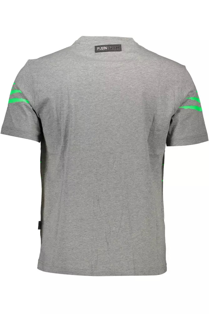 Camiseta gris elegante con cuello redondo y diseño