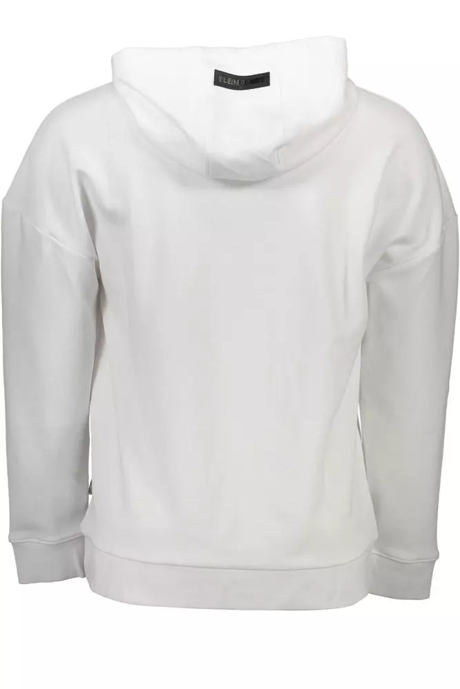 Elegante sudadera con capucha blanca con estampado en contraste