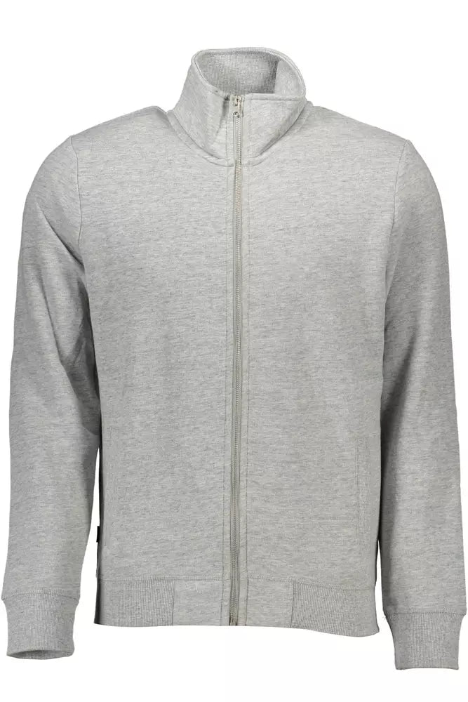 Elegante sudadera con cremallera de manga larga en gris