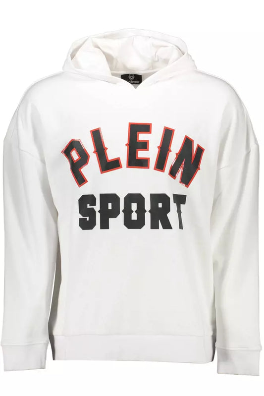 Sleek White Hooded Sweatshirt with Bold Prints