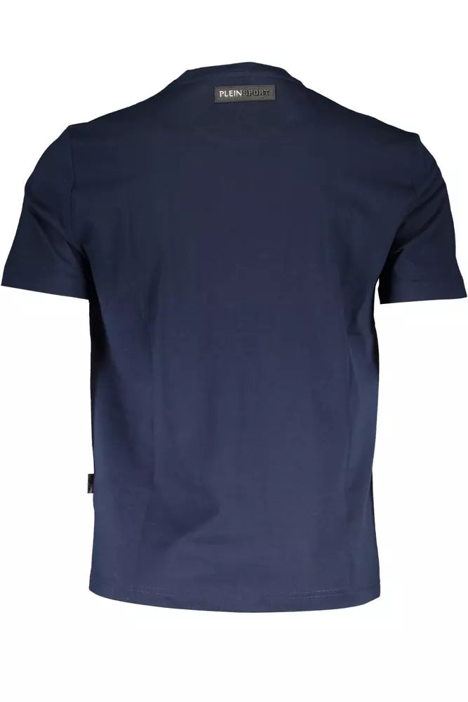 Camiseta con emblema azul y cuello redondo