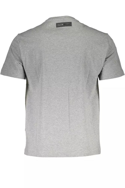 Camiseta gris elegante de manga corta con cuello redondo