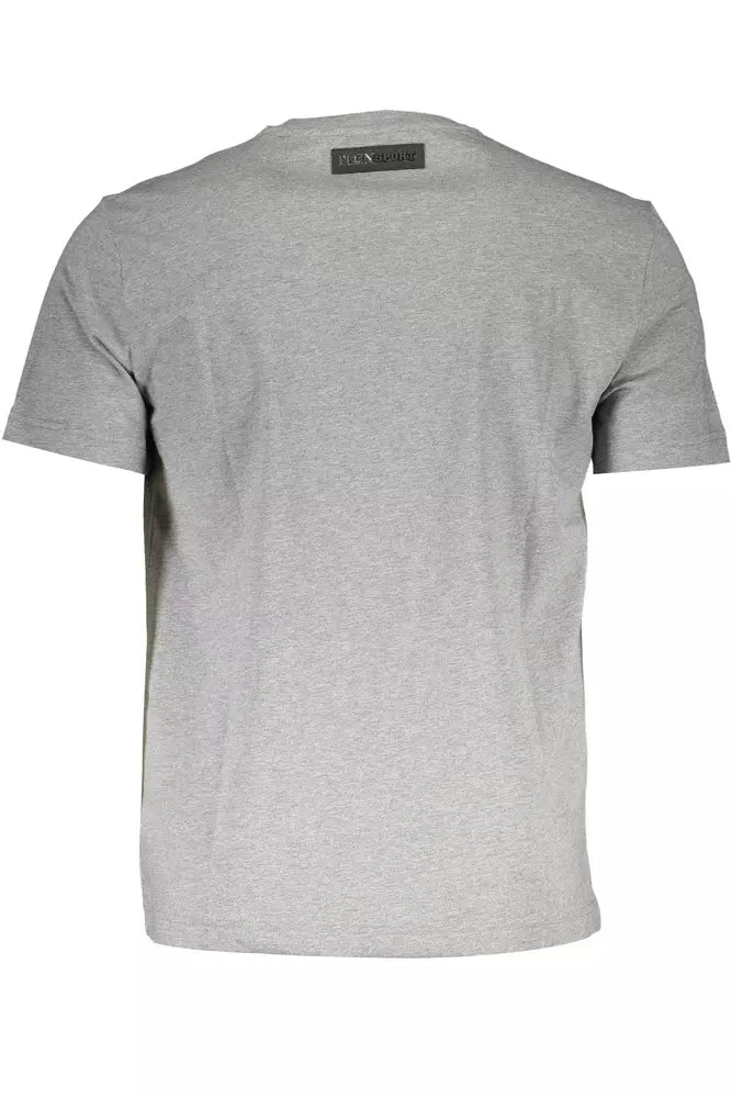 V-Neck Printed Logo Tee in Gray