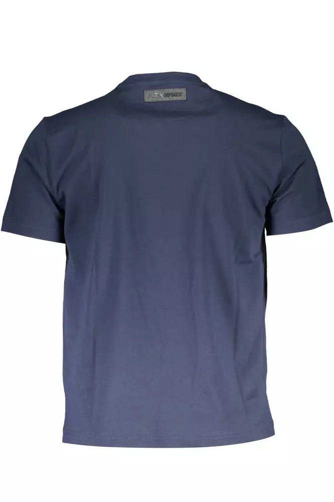 Sleek Blue Cotton Tee with Iconic Print