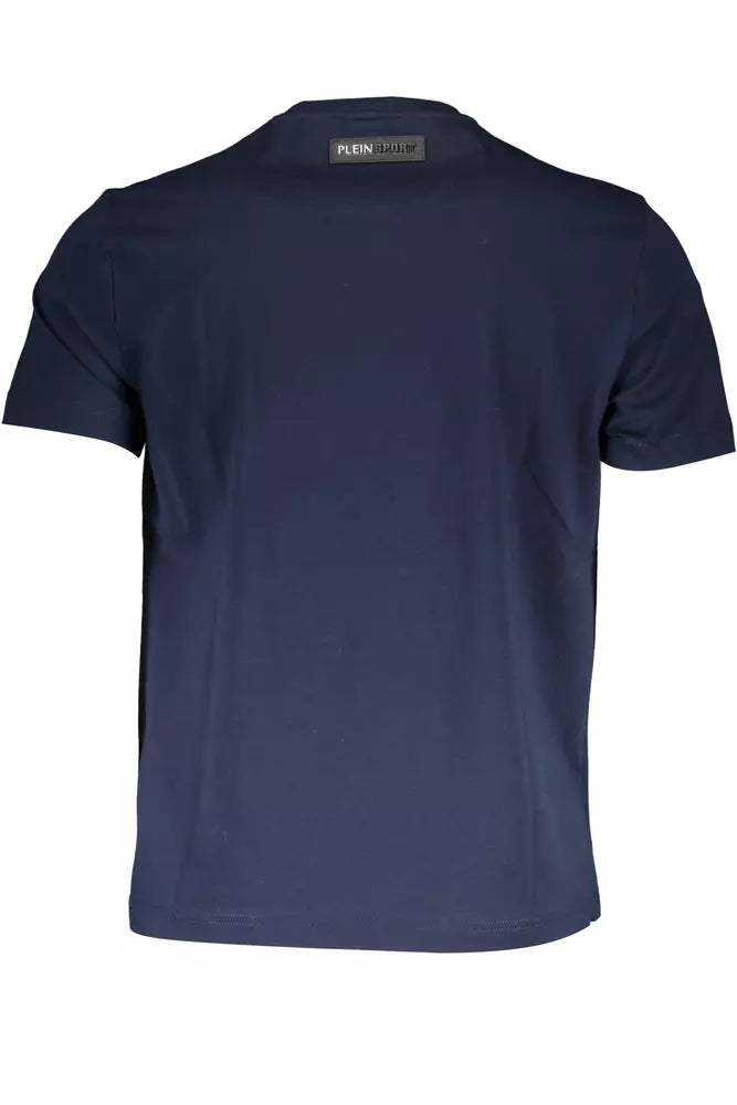 Camiseta con cuello redondo y estampado de logo en azul llamativo