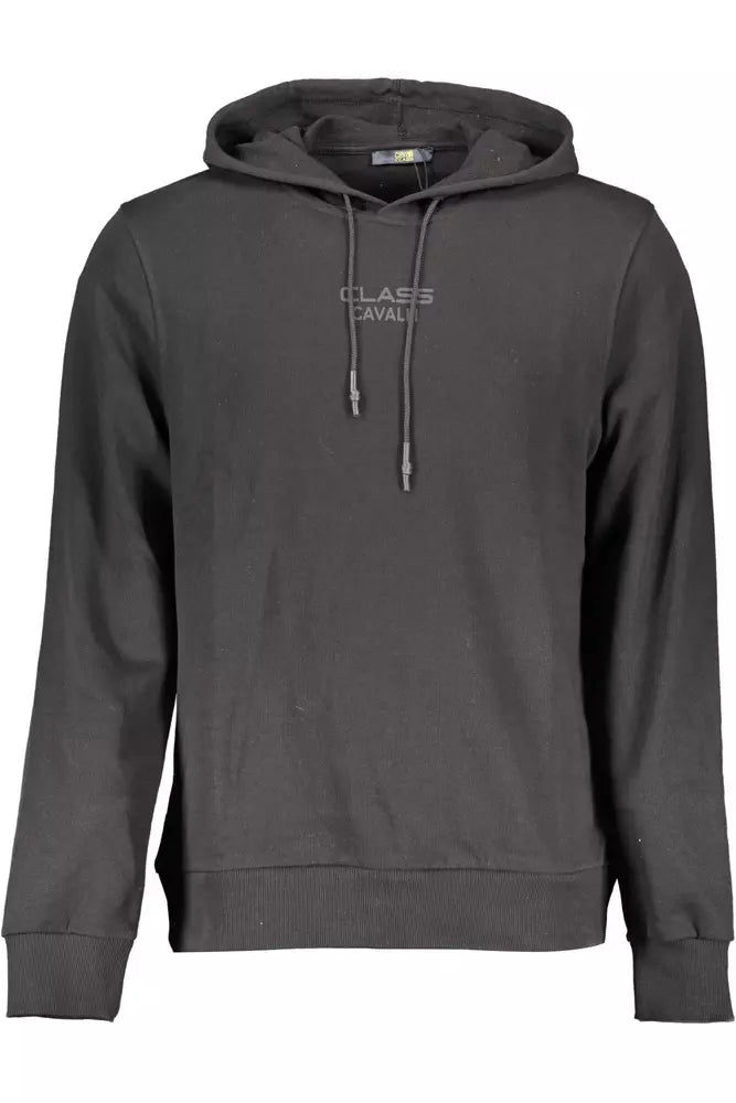 Elegant Black Cotton Hooded Sweatshirt