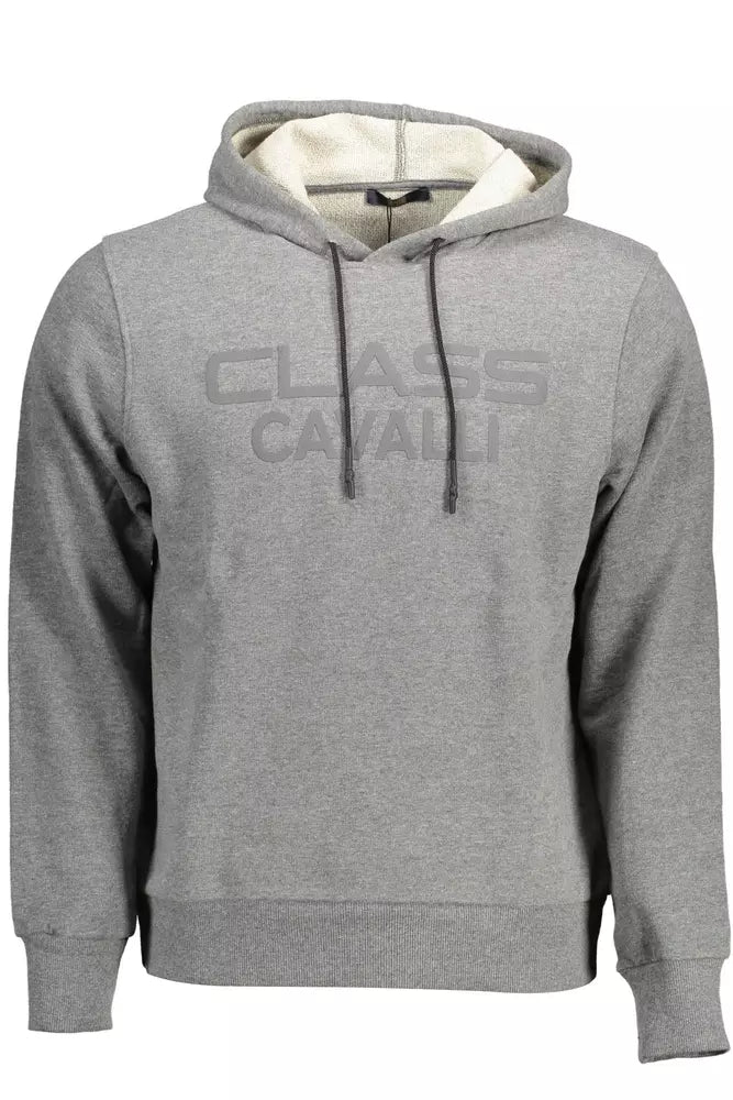 Elegante sudadera gris con capucha y logo estampado