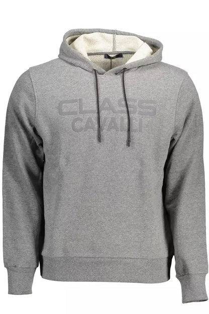 Elegante sudadera gris con capucha y logo estampado