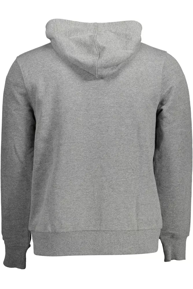 Elegante sudadera gris con capucha y logo estampado