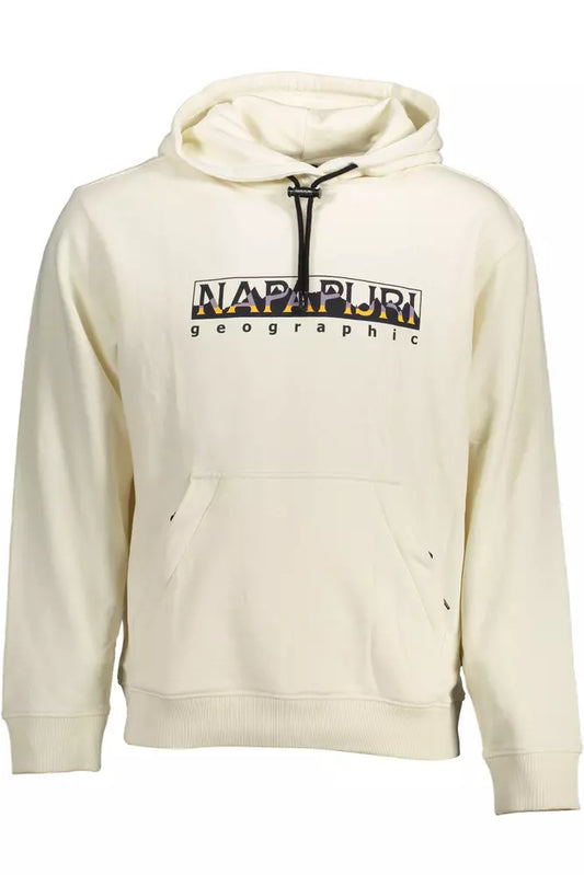 Elegant White Cotton Hooded Sweatshirt