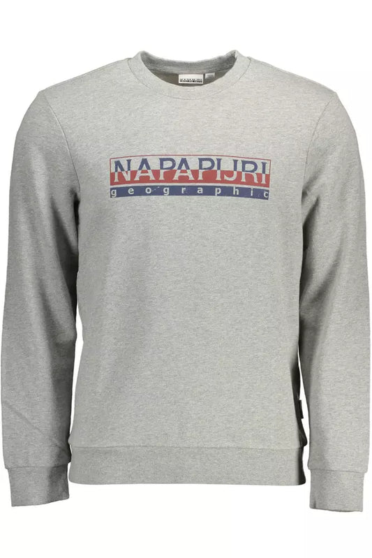 Chic Gray Cotton Sweatshirt with Logo Print