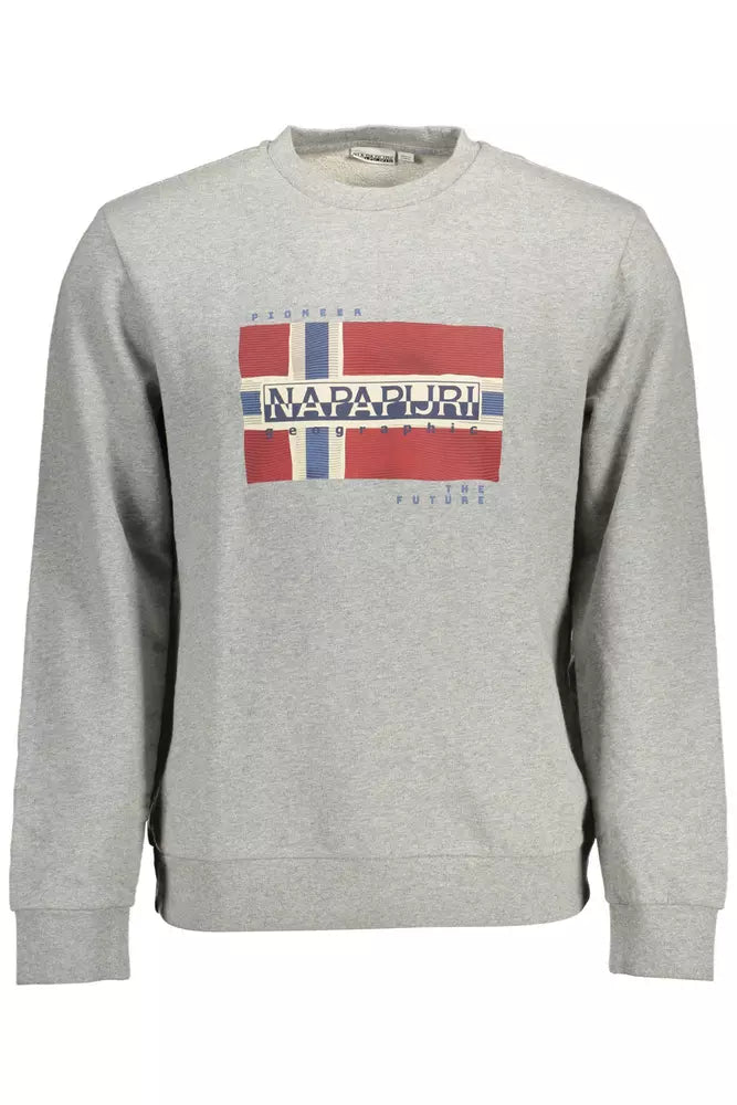 Chic Grey Cotton Sweatshirt with Iconic Print