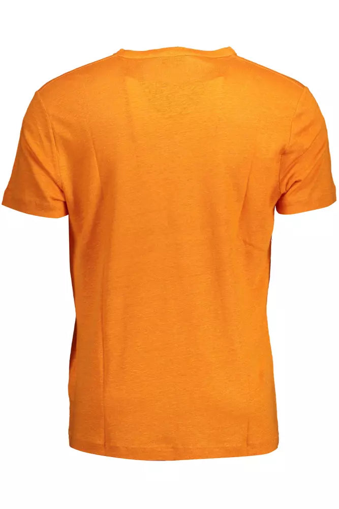 Elegant Orange Linen Short Sleeve Tee