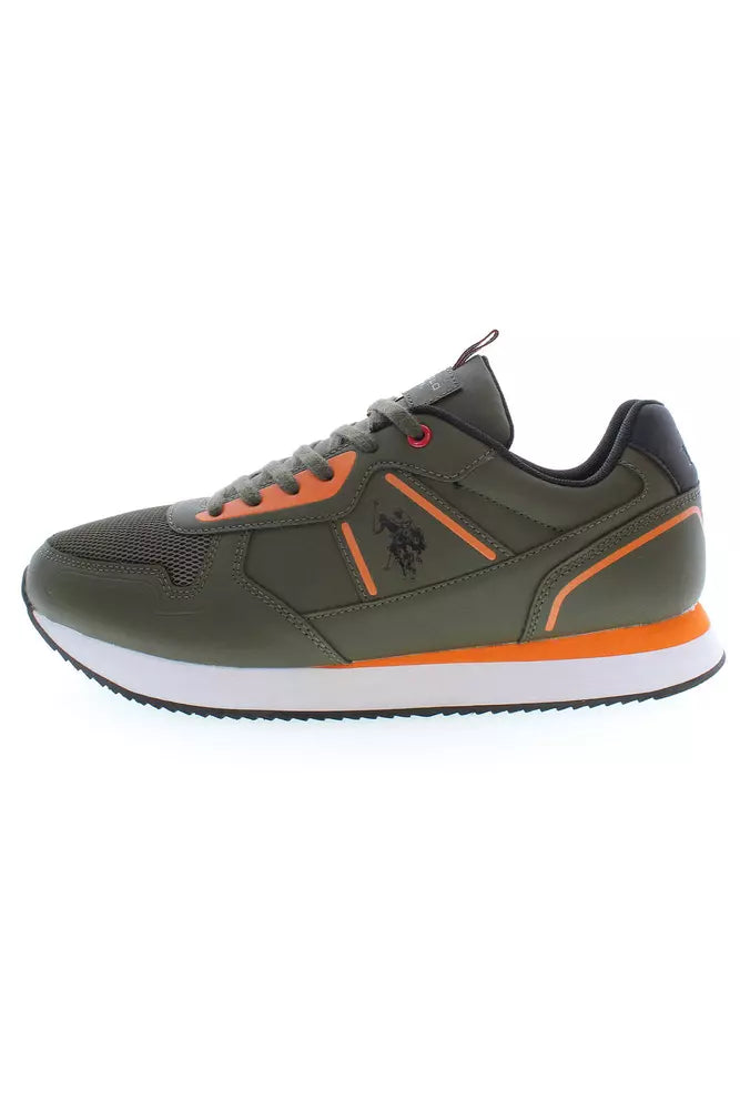 Green Polyester Men Sneaker