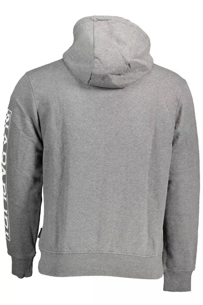 Chic Gray Hooded Cotton Blend Sweatshirt