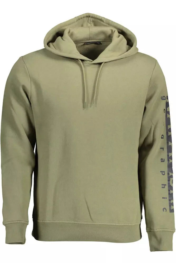 Green Hooded Logo Print Sweatshirt