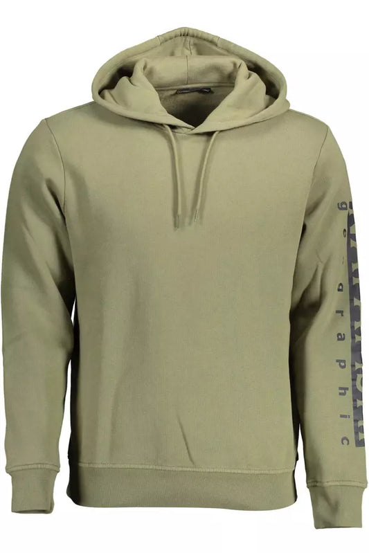 Green Hooded Logo Print Sweatshirt