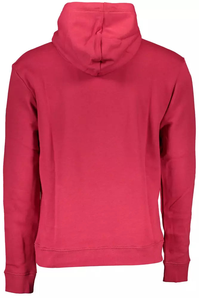 Vibrant Red Hooded Sweatshirt with Central Pocket