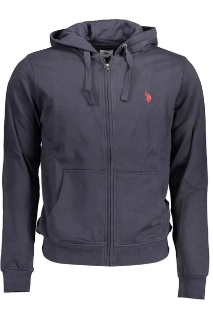 Elegant Blue Zip Hoodie with Embroidered Logo