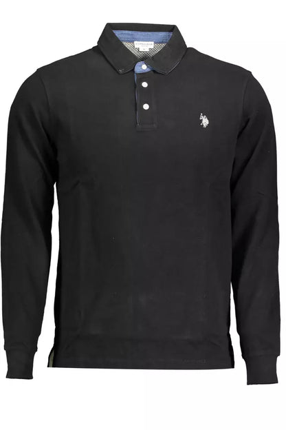 Elegant Long-Sleeve Polo with Contrasting Accents