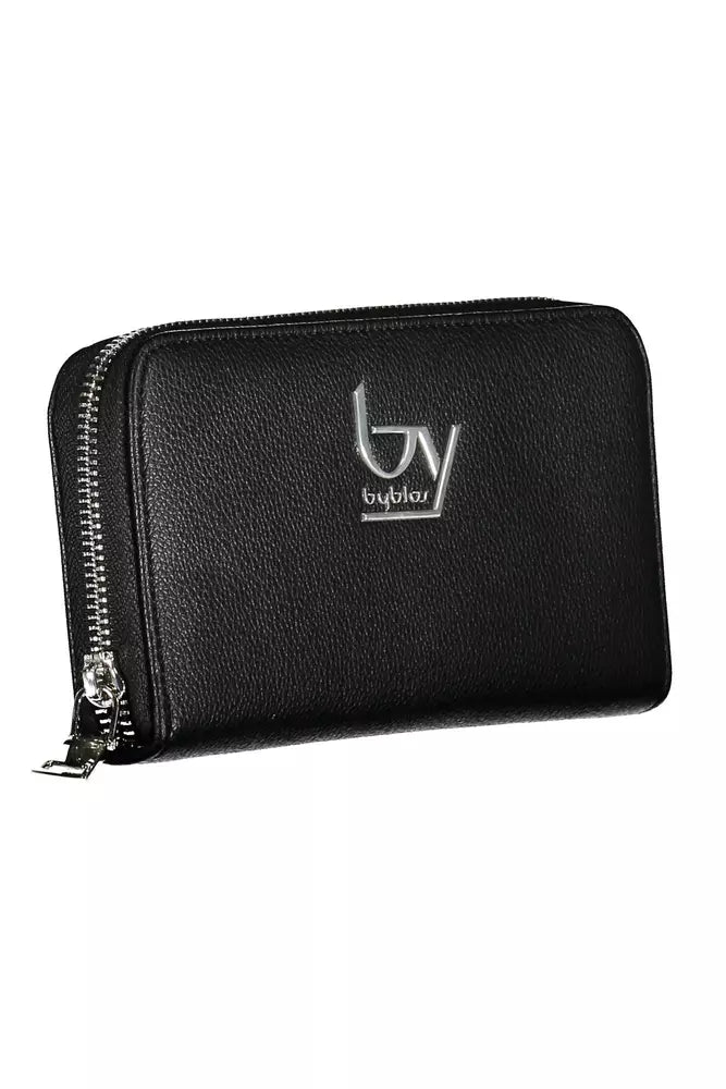 Sleek Black Polyethylene Zip Wallet