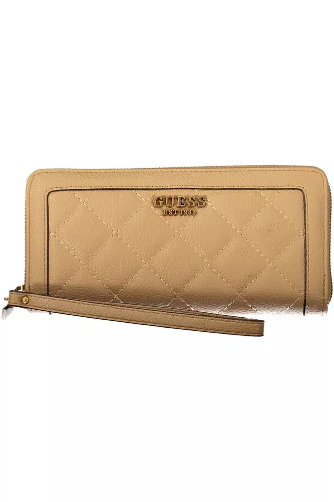 Cartera elegante beige con detalles en contraste