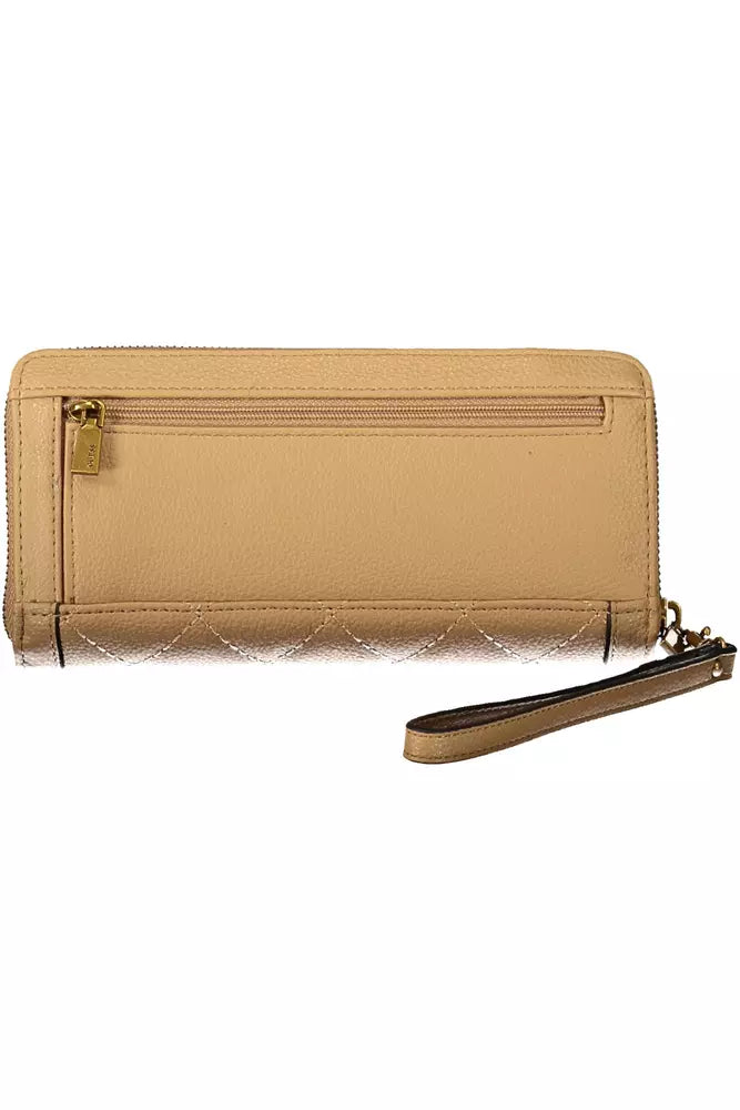 Cartera elegante beige con detalles en contraste