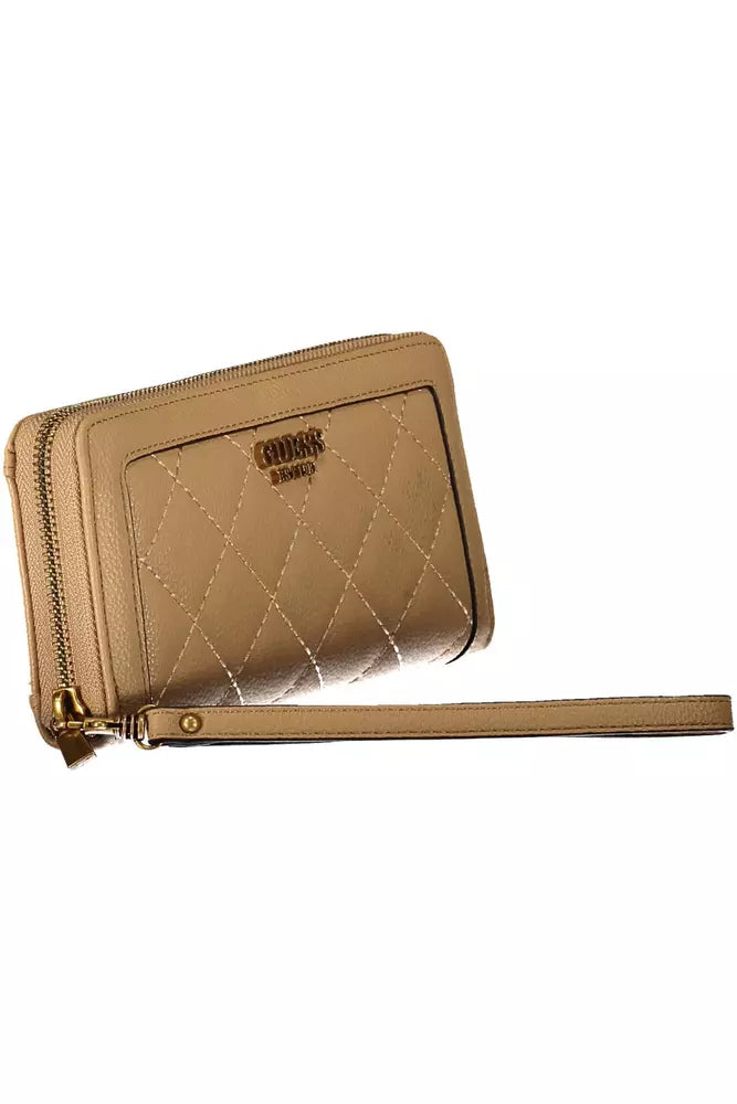 Cartera elegante beige con detalles en contraste