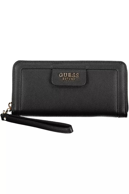 Cartera elegante negra con múltiples compartimentos