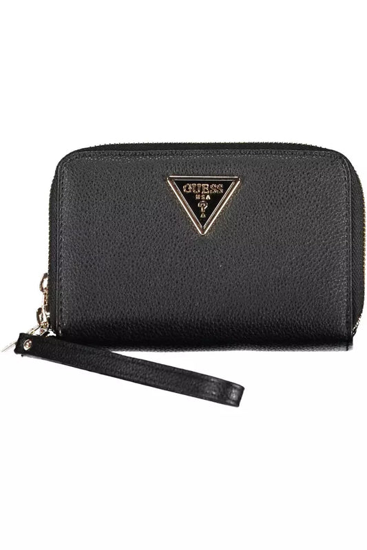 Elegant Black Double Wallet with Zip Closure