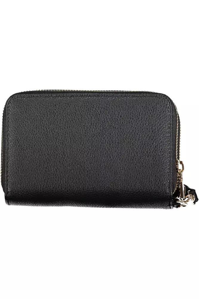 Elegant Black Double Wallet with Zip Closure