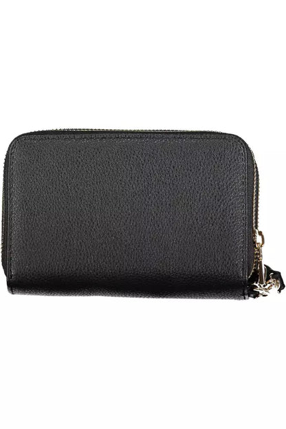 Elegant Black Double Wallet with Zip Closure