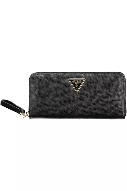 Elegant Black Polyethylene Wallet with Coin Purse